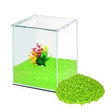 grovita 加高式魚缸+裝飾用彩色造景石 4kg, 單色（高立方）、黃綠色（彩石）