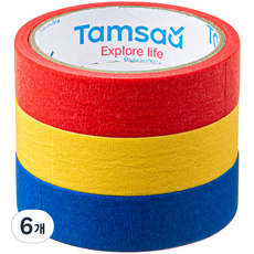 Tamsaa 原色彩色遮蔽膠帶 25mm x 13m, 6個