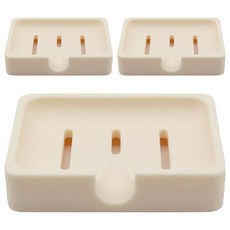 Block Mart 浴室厚款矽膠肥皂架, 3個, 象牙白