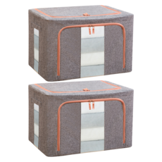 hillo 프리미엄 린넨 리빙박스, 그레이, 2개