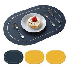 briview Riley 無毒雙面餐墊 4入組, 海軍藍 + 黃色, 45 X 30 cm, 1套