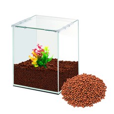 grovita 加高式魚缸+魚缸專用生物砂 咖啡色 4kg, 紅色（生物沙）