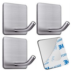 더깔끔 스테인리스 접착식 투명 매직후크, 실버, 4개