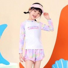 ORANGEDAMOM 女童 Summer Ya 刺繡拼色防曬泳衣套裝