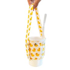 길이조절 끈 텀블러백 밴드 똑딱이형, 옐로우 러버덕, 1개