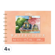 DOOSUNG PAPER Art Prince 水彩用線圈素描本 250g W07, A6, 4個, 25張