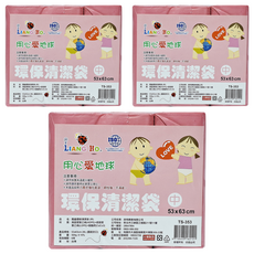 LIANG HO 良和 瓢蟲環保清潔袋 中(63 x 53cm) 紅色 26張, 20L, 3包