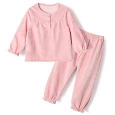 unifriend 兒童格紋愛心超細纖維睡眠睡衣上下套裝