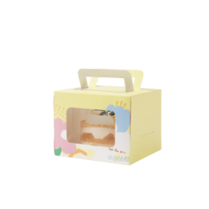 泡芙花朵蛋糕盒 + 底座, 混合顏色, 1套