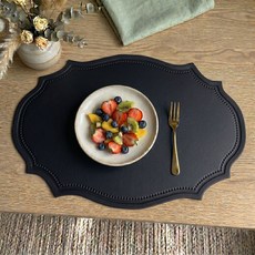 헬로젬 북유럽 노블레스 가죽 방수 테이블 매트, 블랙, 43 x 30 cm, 1개
