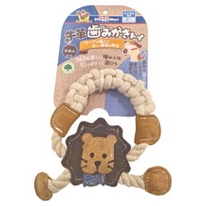 DoggyMan 多格漫 牛革棉繩玩具 85822, 獅子 棕色 + 米色, 1個