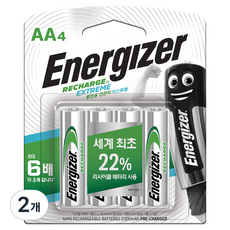 에너자이저 충전용 익스트림 BP팩 AA 건전지, 4개입, 2개