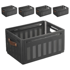 ONE HOUSE 川櫻伸縮折疊收納盒 手提款 22L OH-Q729-F3, 雅致灰, 5個