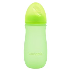 cocome 防爆感溫晶鑽寬口玻璃奶瓶, 綠色, 260ml, 1個