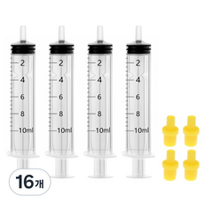 다온셀렉트 무한잉크 노랑 고무 팁 포함 석션 주사기 10ml, 혼합색상, 16개