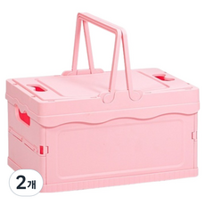 소소앤 접이식 폴딩 뚜껑형 수납 정리함, 베이비 핑크, 2개