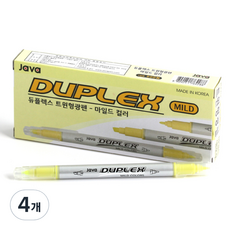 JAVAPEN 雙倍雙頭溫和螢光筆 12入, 黃色的, 4個