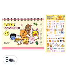 카카오프렌즈 2026년 베이직 탁상 캘린더 + 데코 스티커 세트, 아이보리(달력), 5세트