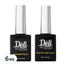 Deli Beauty 完美啞光上層凝膠 10 毫升 + 非擦拭上層凝膠 10 毫升套組, 單色, 6組