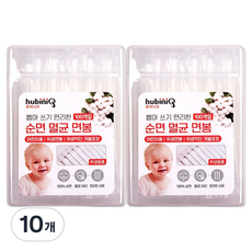 휴비니크 어린이용 뽑아쓰기 편리한 멸균면봉, 10개, 100개입