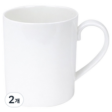 러브앤아트 러브 본차이나 키친이레 도자기 일자머그 380ml, 2개, 화이트