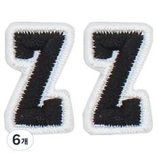 Button King 東大門鈕扣王 熱燙式刺繡字母迷你布貼 Z, 6個, 黑色
