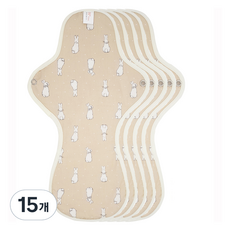 eechae 花翼型純棉衛生棉米色, 1入, 15個, 夜用