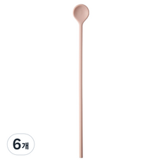 이지실리 실리콘 다용도 머들러 롱스푼, 연핑크, 6개