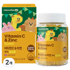 네추럴라이즈 키즈 비타민C & 아연 꾸미 60p, 2개, 60정