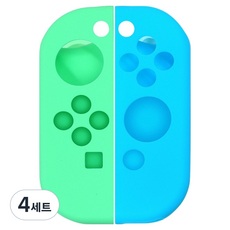 HOHOO Nintendo Switch OLED Joy-Con 矽膠保護殼 軟殼套組, 4套, 單一商品, 綠色 + 藍色