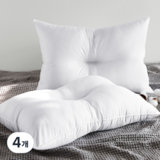 네모라인 국내생산 지퍼형 낮은 베개솜 2p, 화이트, 4개