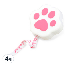 indi.k 貓咪白色肉球捲尺, 4個, 1m