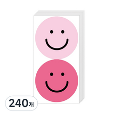Donna&deco 雙色純淨微笑5cm貼紙, 粉紅色 粉紅色, 240件