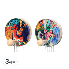 꼭꼬핀 아트 꼭꼬핀 부착형 2종 세트, 앙리마티스 뮤직+모란, 3세트