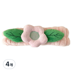 瘋狂姐妹 可愛花朵造型洗臉髮帶, 4個, 桃色