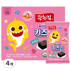 광천김 핑크퐁 아기상어 무조미 키즈김, 무조미김, 15g, 4개