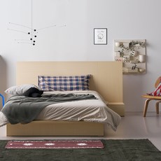 웰퍼니쳐 스테론 컴팩트 헤드형 침대프레임 + 사이드패널 세트 방문설치, 우드