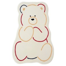 沐慕家居 羊羔絨腳踏墊防滑地墊, 米色 防滑 小熊