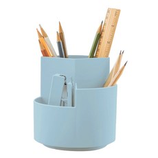 SIMPLY& 多用途旋轉3層收納刷具筆筒, 1個, 藍色