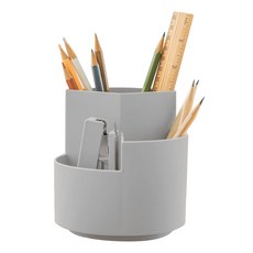 SIMPLY& 다용도 회전 3단 수납 브러쉬 연필꽂이, 그레이, 1개