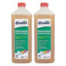 ecodoo 環保水管疏通劑 天然來源 不傷水管 有效清除油垢 肥皂 紙類及毛髮, 1L, 2瓶