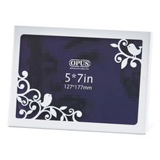 OPUS 東齊金工 歐式鐵藝立式金屬相框 FR-BD04W 5 x 7吋, 香榭鳥築 優雅白, 1個