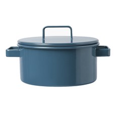 EJIRY 電磁爐適用Nordic系列附蓋琺瑯雙耳鍋, 1個, 煙藍色, 22cm