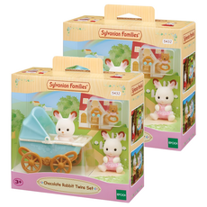 EPOCH Sylvanian Families 森林家族 巧克力兔雙胞胎嬰兒車公仔, 2個