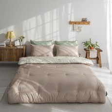 Airehome Blooming超細纖維玉米棉斜紋寢具組, 薄被單品, 米色