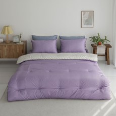Airehome Microcotton斜紋布料綻放玉米棉薄被寢具, 이불+베개커버 세트, 紫色