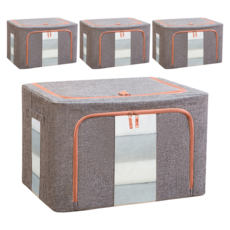 hillo 프리미엄 린넨 리빙박스, 그레이, 4개