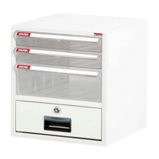 樹德 A4 桌上型櫃 A4-104K 0.7mm日本進口SECC特殊防鏽鍍鋅鋼板, 白色 + 透明色, 1個