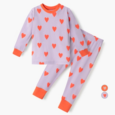 unifriend 兒童愛心Pop 40支羅紋彈力修身九分家居服套裝