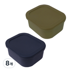 YOUHOUSE 삶아 쓰는 실리콘 밀폐용기 500ml, 8개, 다크그린 + 올리브